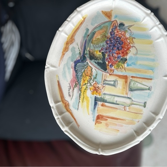 Italian Tutto Mio Oval Platter Artist Signed - Grapes - Picture 5 of 5